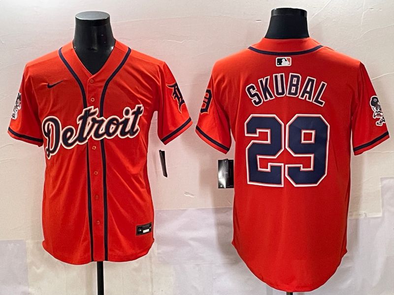 Men 2025 Detroit Tigers #29 Skubal Orange Fashion Nike MLB Jersey style 7151